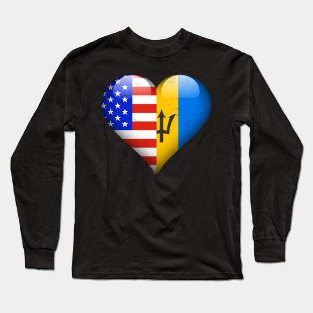 Half American Half Barbadian - Gift for Barbadian From Barbados Long Sleeve T-Shirt by Country Flags